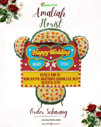 Karangan Papan Bunga Pernikahan di Bedana